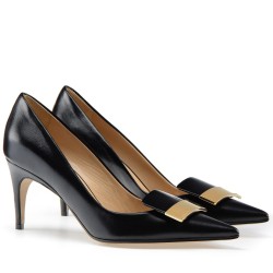 Sergio Rossi SR1 Pumps 75mm In Black Lambskin UK Sergio Rossi SR1 Pumps 75mm In Black Lambskin UK