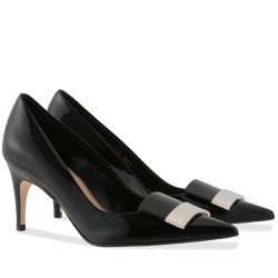 Sergio Rossi SR1 Pumps 75mm In Black Patent UK Sergio Rossi SR1 Pumps 75mm In Black Patent UK
