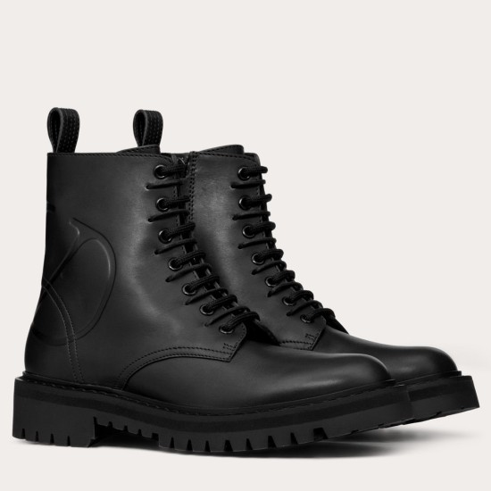 Replica Valentino 2967 V189 Buddha Luxury Replica Valentino Black Leather Vlogo Combat Boots Uk - 2967 - Buddha Luxury