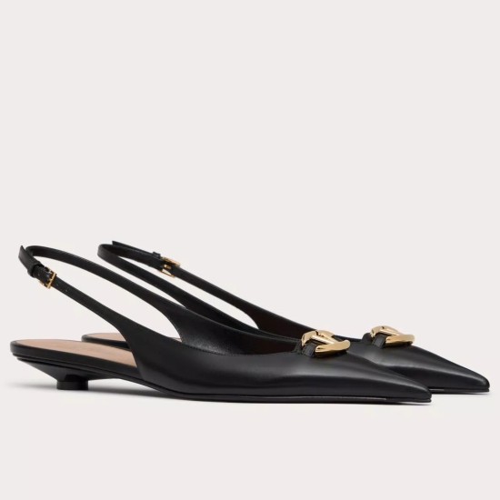 replica Valentino Bold Edition VLogo Slingback Ballerinas in Black Leather UK