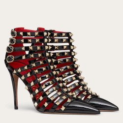 Valentino Rockstud Alcove Boots In Black Patent Leather UK