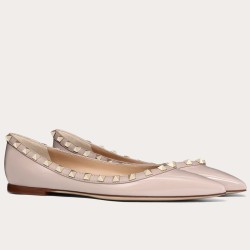 Valentino Rockstud Ballet Flats In Powder Patent Leather UK