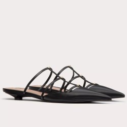 Valentino Rockstud Wispy Mules In Black Leather Uk