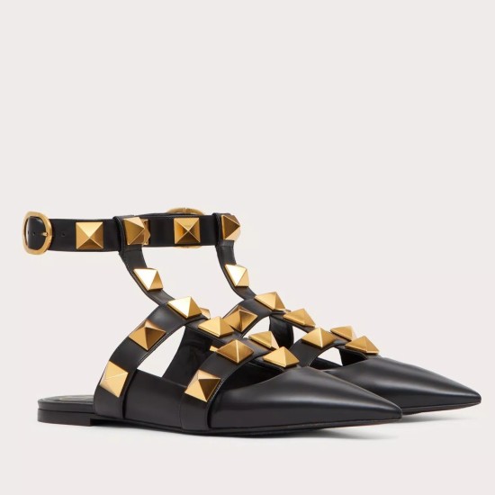 Replica Valentino 2542 V814 Buddha Luxury Replica Valentino Roman Stud Ballet Flats In Black Calfskin Uk - 2542 - Buddha Luxury