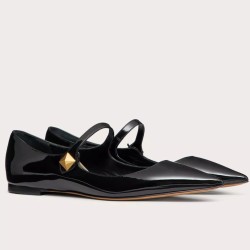 Valentino Tiptoe Ballet Flats In Black Patent Leather Uk