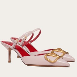 Valentino Vlogo Mules 75Mm In Poudre Lambskin Uk