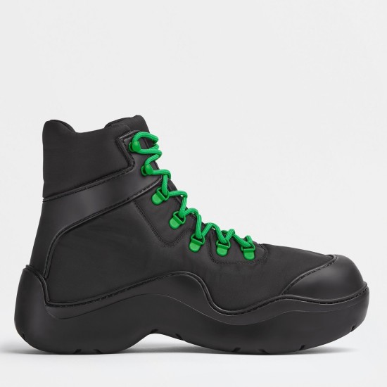 replica Bottega Veneta Puddle Bomber Ankle Boots In Black Fabric UK