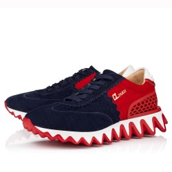 Christian Louboutin Trainers Loubishark  In Blue/Red Suede Uk