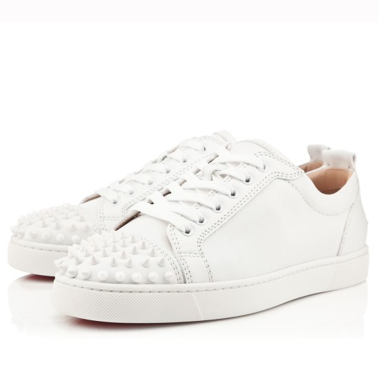 Replica Christian Louboutin 2423 CL598 Buddha Luxury Replica Christian Louboutin Trainers Louis Junior Spikes Flat In White Leather Uk - 2423 - Buddha Luxury