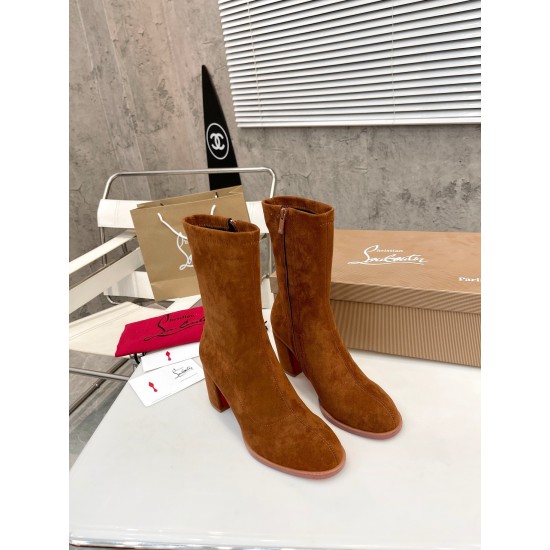 Replica Christian Louboutin Stretchadoxa 70Mm Ankle Boots In Brown Suede Uk - 3061 - Buddha Luxury