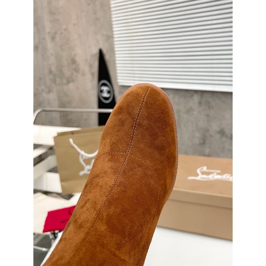 Replica Christian Louboutin Stretchadoxa 70Mm Ankle Boots In Brown Suede Uk - 3061 - Buddha Luxury