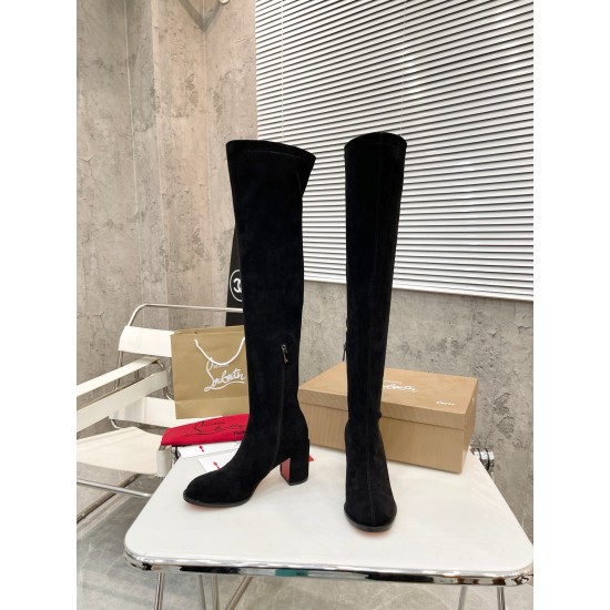 Replica Christian Louboutin 3063 CL1539 Buddha Luxury Replica Christian Louboutin Stretchadoxa Botta Alta 70Mm Boots In Black Suede Uk - 3063 - Buddha Luxury