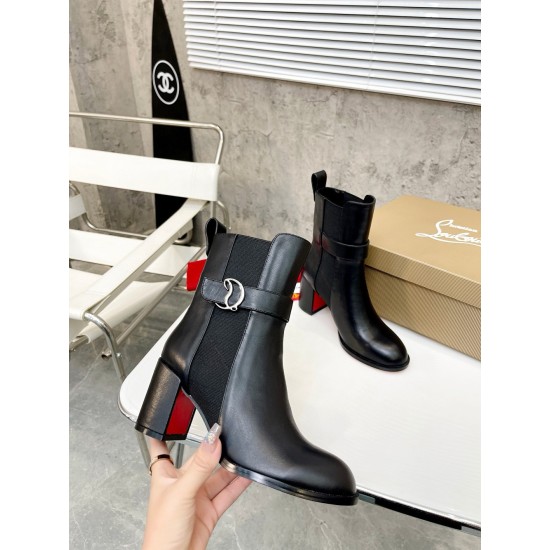 replica Christian Louboutin CL Chelsea Ankle Boots 70MM in Black Leather UK