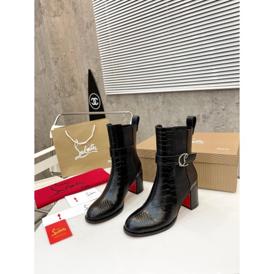 replica Christian Louboutin CL Chelsea Ankle Boots 70MM in Alligator Embossed Leather UK