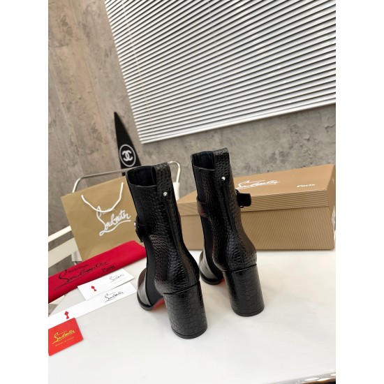 replica Christian Louboutin CL Chelsea Ankle Boots 70MM in Alligator Embossed Leather UK