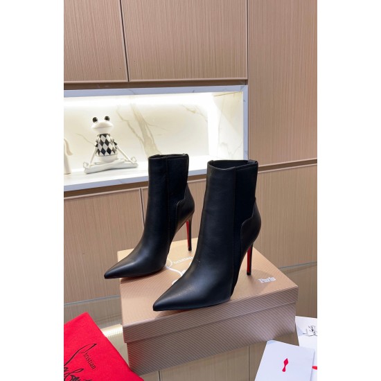 replica Christian Louboutin Chelsea Chick Ankle Boots 100mm in Black Leather UK