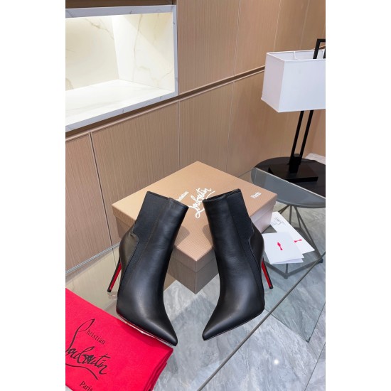 replica Christian Louboutin Chelsea Chick Ankle Boots 100mm in Black Leather UK