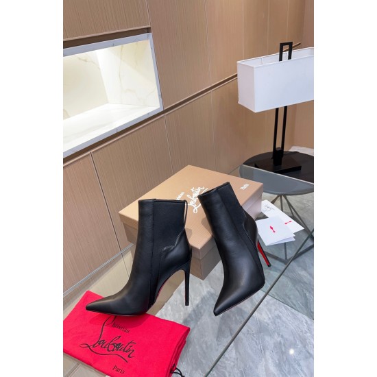 replica Christian Louboutin Chelsea Chick Ankle Boots 100mm in Black Leather UK