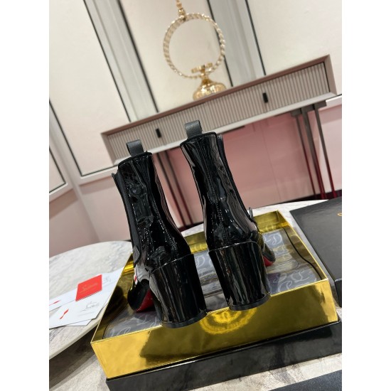 Replica Christian Louboutin 3079 CL1578 Buddha Luxury Replica Christian Louboutin Turelastic 55Mm Ankle Boots In Black Patent Leather Uk - 3079 - Buddha Luxury