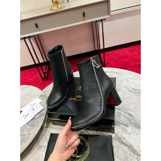 Replica Christian Louboutin 3097 CL1741 Buddha Luxury Replica Christian Louboutin Cl Zip Booty 70Mm In Black Leather Uk - 3097 - Buddha Luxury