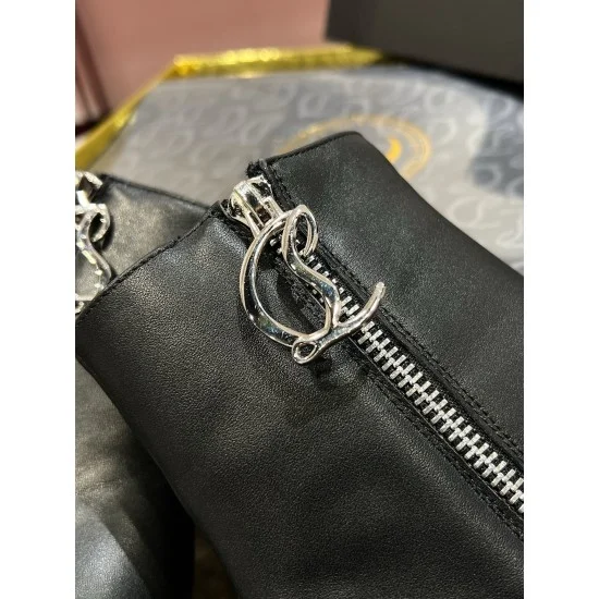 Replica Christian Louboutin 3097 CL1741 Buddha Luxury Replica Christian Louboutin Cl Zip Booty 70Mm In Black Leather Uk - 3097 - Buddha Luxury