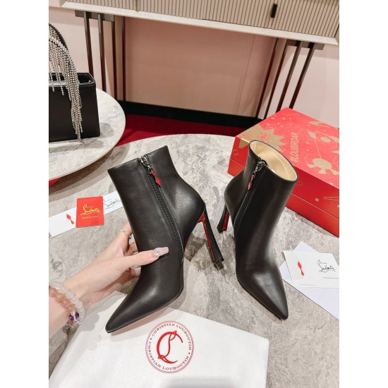replica Christian Louboutin Condora Stretch 100mm Boots in Black Calfskin UK