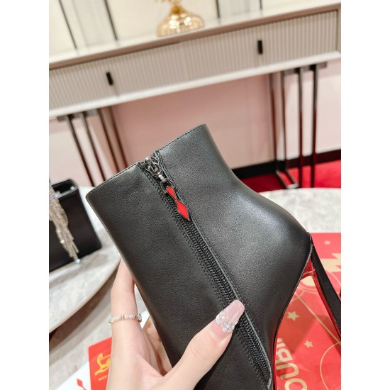 replica Christian Louboutin Condora Stretch 100mm Boots in Black Calfskin UK