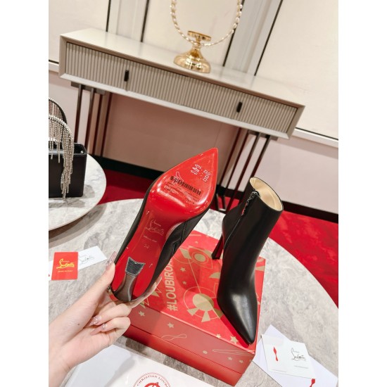 replica Christian Louboutin Condora Stretch 100mm Boots in Black Calfskin UK