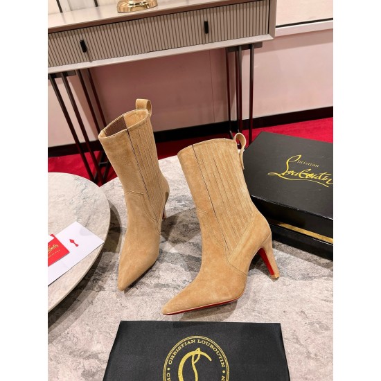 Replica Christian Louboutin Santigag 85Mm Boots In Brown Suede Leather Uk - 3111 - Buddha Luxury