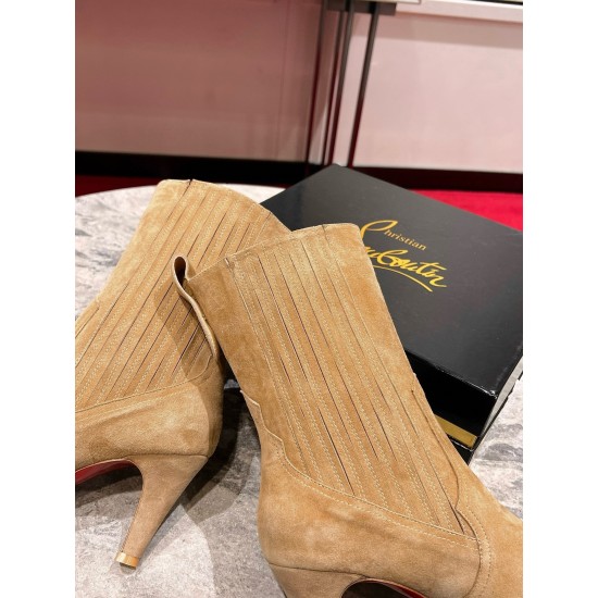 Replica Christian Louboutin Santigag 85Mm Boots In Brown Suede Leather Uk - 3111 - Buddha Luxury