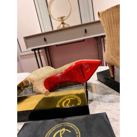 Replica Christian Louboutin Santigag 85Mm Boots In Brown Suede Leather Uk - 3111 - Buddha Luxury
