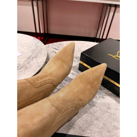 Replica Christian Louboutin Santigag 85Mm Boots In Brown Suede Leather Uk - 3111 - Buddha Luxury