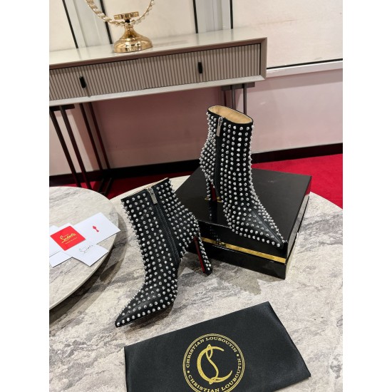 Replica Christian Louboutin Condora Spikes 100mm Boots in Black Lambskin UK replica Christian Louboutin Condora Spikes 100mm Boots in Black Lambskin UK