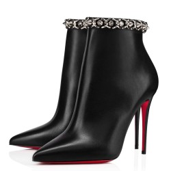 Christian Louboutin Booty Chain Boots 100 In Black Leather UK