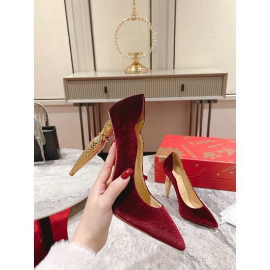 Replica Christian Louboutin Lipchick Pumps 100Mm In Red Velvet Uk - 3327 - Buddha Luxury