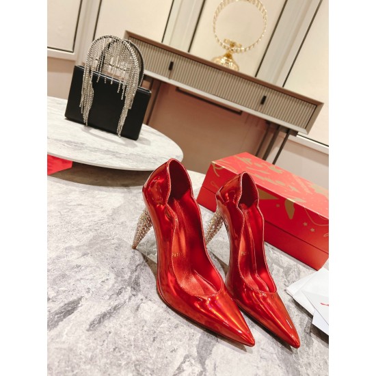 Replica Christian Louboutin 3328 CL1222 Buddha Luxury Replica Christian Louboutin Lipstrass Pumps 100Mm In Red Patent Leather Uk - 3328 - Buddha Luxury