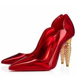 Christian Louboutin Lipstrass Pumps 100mm In Red Patent Leather UK