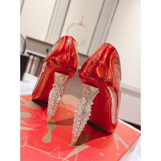 Replica Christian Louboutin 3328 CL1222 Buddha Luxury Replica Christian Louboutin Lipstrass Pumps 100Mm In Red Patent Leather Uk - 3328 - Buddha Luxury
