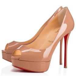 Christian Louboutin Nude Patent Fetish Peep 130Mm Pumps Uk
