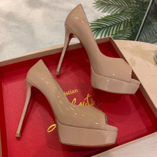 Replica Christian Louboutin Nude Patent Fetish Peep 130mm Pumps UK replica Christian Louboutin Nude Patent Fetish Peep 130mm Pumps UK