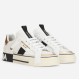 Dolce & Gabbana Custom 2.Zero Trainers White Black Gold Dolce & Gabbana Custom 2.Zero Trainers in white leather with black and gold details angled view