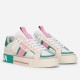 Dolce & Gabbana Custom 2.Zero Trainers Front View in white and green Dolce & Gabbana Custom 2.Zero white green pink trainers front three-quarter view