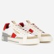 Dolce & Gabbana Custom 2.Zero Leather Trainers In White And Red Front Angle Dolce & Gabbana Custom 2.Zero Leather Trainers In White And Red front three-quarter view