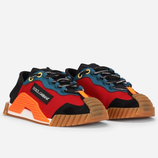 Dolce & Gabbana Red And Blue Colour-Block Low-Top Trainers Front Angle Dolce & Gabbana Red And Blue Colour-Block Low-Top Trainers pair front angle view