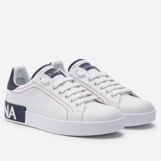 Dolce & Gabbana Portofino white leather trainers pair view