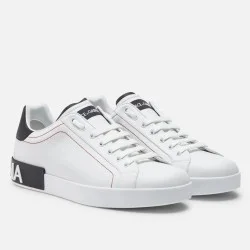 Dolce & Gabbana Dolce & Gabbana Portofino White Leather Trainers With Black Accents