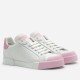 Dolce & Gabbana Portofino White Leather Trainers With Pink Toe-Cap Quarter View Dolce & Gabbana Portofino white leather trainers with pink toe-cap quarter view