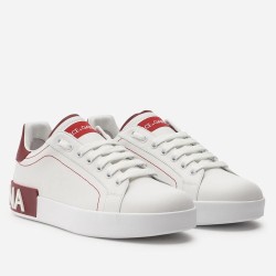 Dolce & Gabbana Dolce & Gabbana Portofino Leather Trainers In White And Red Leather Uppers Precise