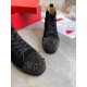 Christian Louboutin Men's Pik Pik Strass Suede High-Top Sneakers Black front toe cap detail