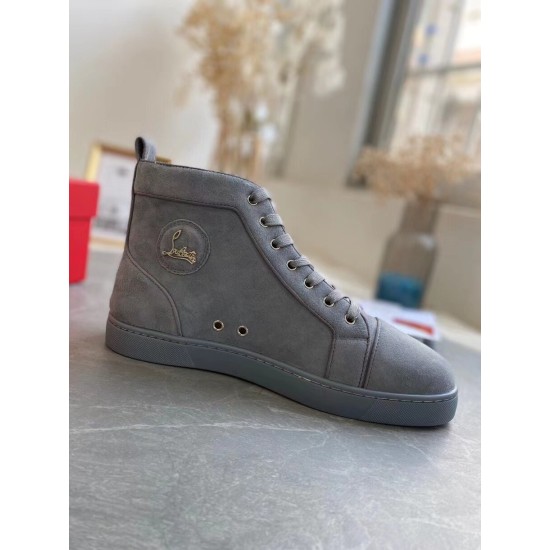 Replica Christian Louboutin 2418 CL593 Buddha Luxury Replica Christian Louboutin Trainers Louis Orlato Flat In Grey Suede Uk - 2418 - Buddha Luxury